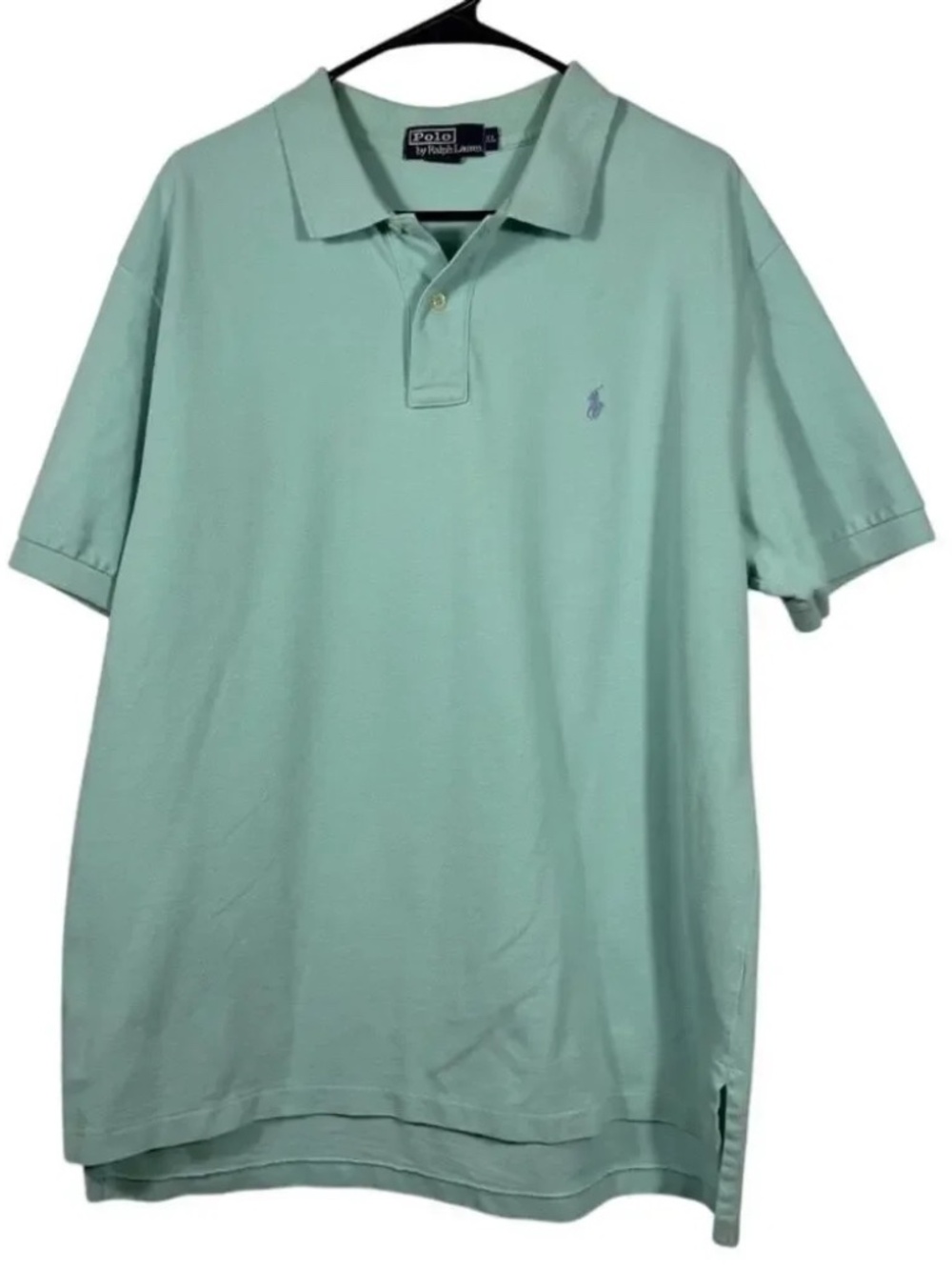 Vintage Ralph by Lauren Polo Shirt Teal Sz Large Navy Pony 90s Y2K Retro Preppy